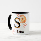 Personalisierter Herbst-Monogramm-Becher - Benutze Tasse (Vorderseite Links)