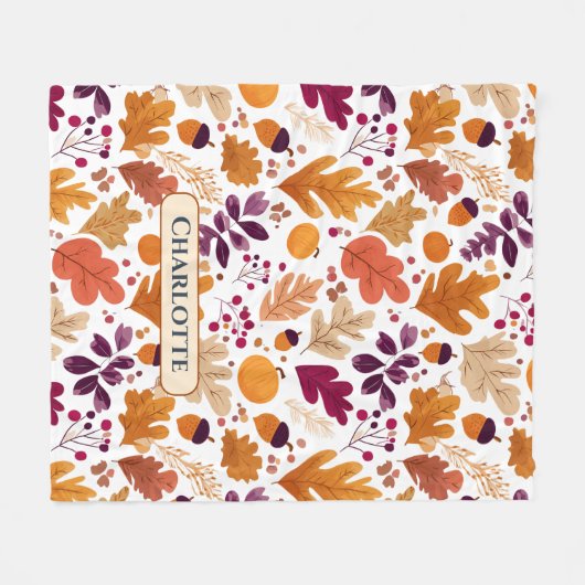 Personalisierter Herbst - Name der Herbstleaves un Fleecedecke (Vorderseite (Horizontal))