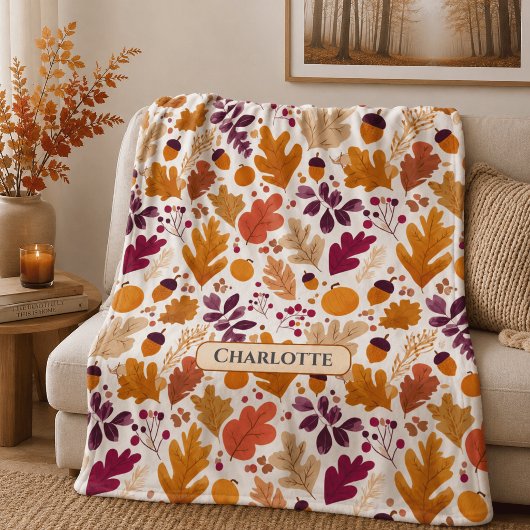 Personalisierter Herbst - Name der Herbstleaves un Fleecedecke