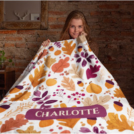 Personalisierter Herbst - Name der Herbstleaves un Fleecedecke