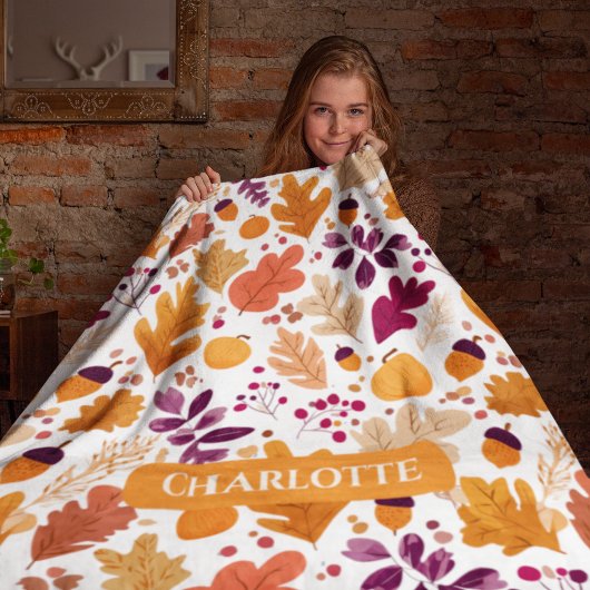 Personalisierter Herbst - Name der Herbstleaves un Fleecedecke