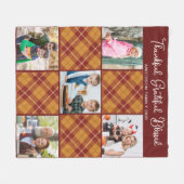 Personalisierter Herbst Orange Kariert 5 Fotomater Fleecedecke (Vorderseite (Horizontal))