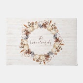 Personalisierter Herbst Pumpkin Pine Cones Wreath Fußmatte (Vorderseite)