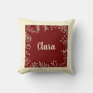 Personalisierter Herbst-Roter Botanischer Name Kissen