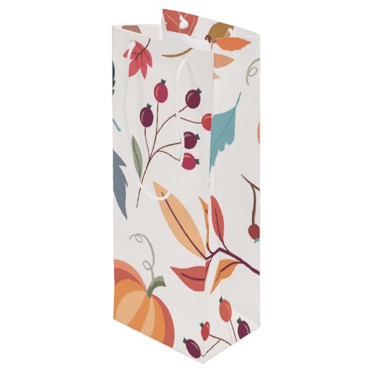 Personalisierter Herbst Weinbeutel Geschenktüte Für Weinflaschen (Rückseite Schrägansicht)