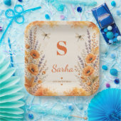 Personalisierter Herbst-Wildblumen-Libellen-Geburt Pappteller (Party)