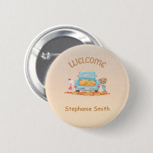 Personalisierter Herbst Willkommensbären Pumpkins  Button