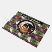 Personalisierter Herbstfox mit Niedlichen Geistern Fußmatte (Schrägansicht)