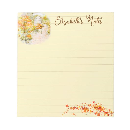 Personalisierter Herbstgarten Notizblock (Vorderseite)