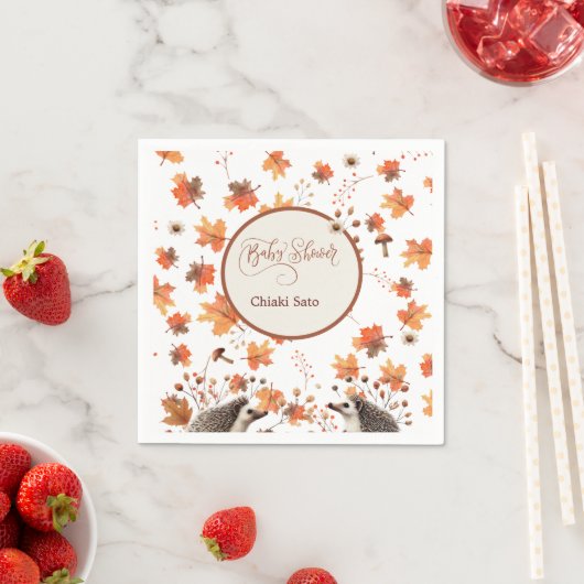 Personalisierter HerbstIgel Napkins Serviette (Beispiel)