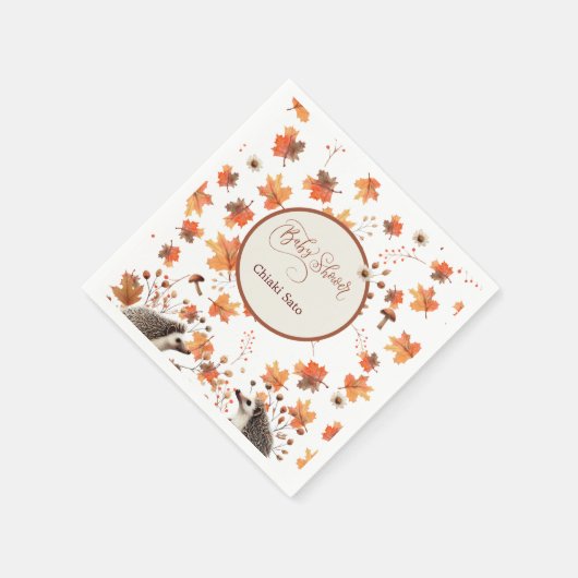 Personalisierter HerbstIgel Napkins Serviette (Ecke)