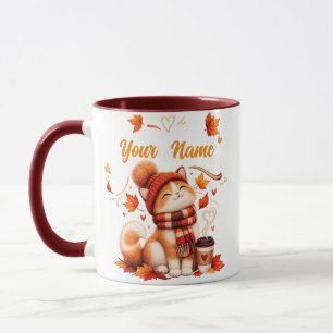 Personalisierter Herbstkatzenbecher Benutzerdefi Tasse
