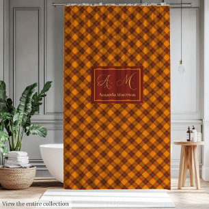 Personalisierter Herbstvorhang Trendy Tartan Style Duschvorhang
