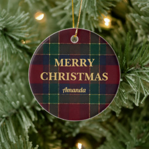 Personalisierter Heritage-Tartan-Weihnachten Keramik Ornament