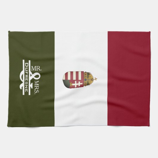 Personalisierter Herr & Frau Ungarisch Geschirrtuch (Horizontal)