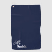 Personalisierter Herr Name Navy White Smith Golfhandtuch (Vorderseite)