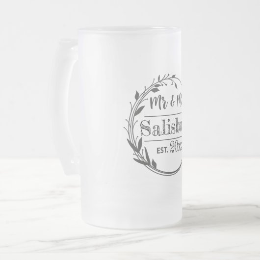 Personalisierter Herr und Frau Beer Gift, Gastgesc Mattglas Bierglas (Vorderseite Links)