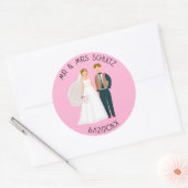 Personalisierter Herr und Frau Bride and Groom Runder Aufkleber (Umschlag)