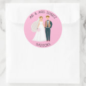 Personalisierter Herr und Frau Bride and Groom Runder Aufkleber (Tasche)