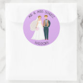 Personalisierter Herr und Frau Bride and Groom Runder Aufkleber (Tasche)