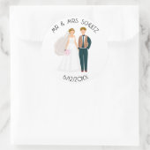 Personalisierter Herr und Frau Bride and Groom Runder Aufkleber (Tasche)
