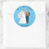 Personalisierter Herr und Frau Bride and Groom Runder Aufkleber (Tasche)
