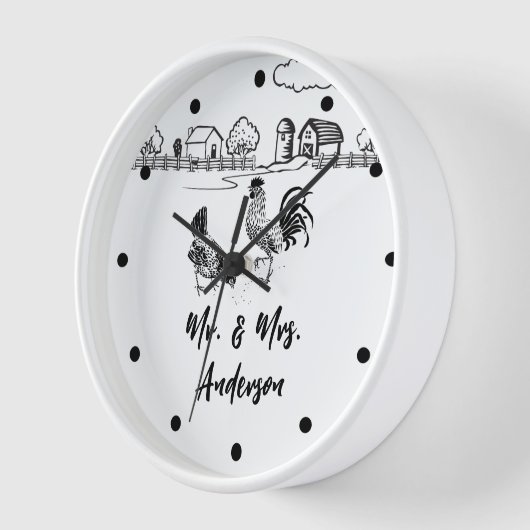 Personalisierter Herr und Frau Chickens Rooster He Uhr (Winkel)