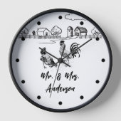 Personalisierter Herr und Frau Chickens Rooster He Uhr (Vorderseite)
