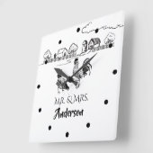 Personalisierter Herr und Frau Chickens Rooster Quadratische Wanduhr (Winkel)