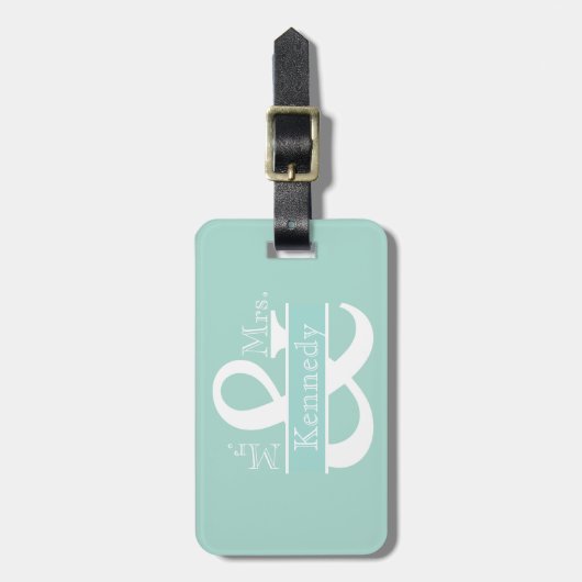 Personalisierter Herr und Frau Newly Weds Monogram Gepäckanhänger (Vorderseite vertikal)