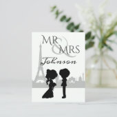 Personalisierter Herr und Frau Wedding Eiffel Towe Postkarte (Stehend Vorderseite)