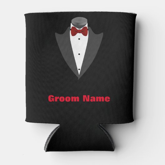 Personalisierter Herren Tuxedo Shirt Groom Dosenkühler (Vorderseite)