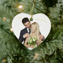 Personalisierter Herz-Hochzeits-Schmuck Keramik Ornament