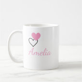 Personalisierter Herz Namensbecher – Zweifarbig ge Kaffeetasse (Links)