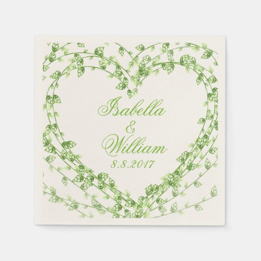 Personalisierter Herz-Shaped Green Leaf Kreath Serviette (Vorderseite)