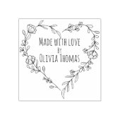 Personalisierter Herzkranz "Made with Liebe" Gummistempel (Prägung)