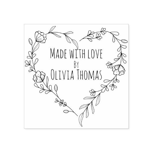 Personalisierter Herzkranz "Made with Liebe" Gummistempel (Prägung)