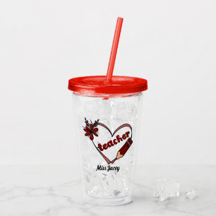 Personalisierter Herzlehrer Valentinstag Acryltrinkbecher