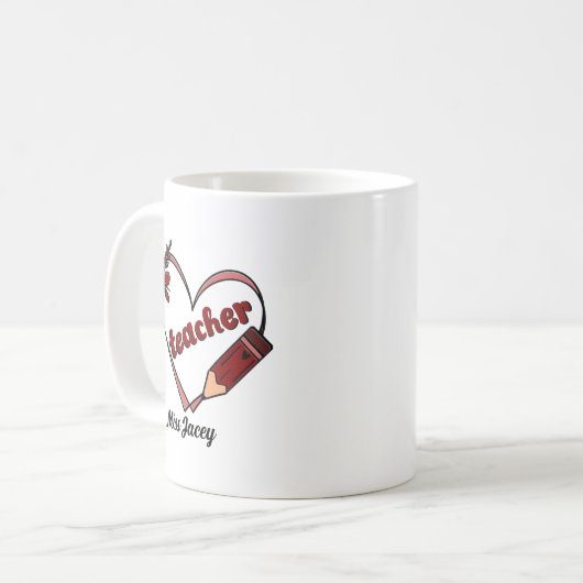 Personalisierter Herzlehrer Valentinstag Kaffeetasse (Vorderseite Links)