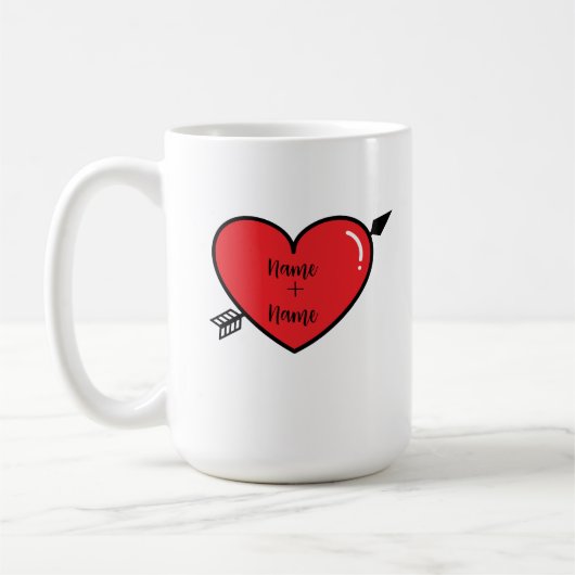 Personalisierter Herzname Kaffee Tasse. Tasse mit (Links)