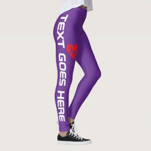 Personalisierter Herzschlag über Lila Leggings