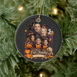 Personalisierter Hexenhut Halloween-Familie Benu Keramik Ornament