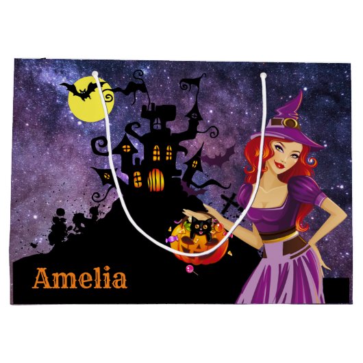 Personalisierter Hexentrick oder Treatbeutel Große Geschenktüte (Rückseite)