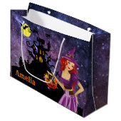Personalisierter Hexentrick oder Treatbeutel Große Geschenktüte (Vorderseite Schrägansicht)