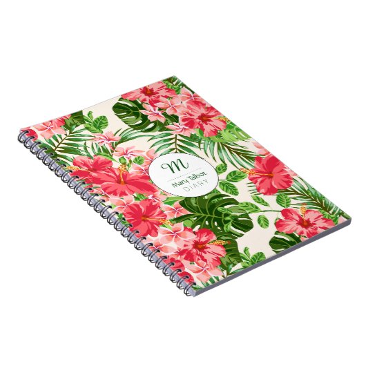 Personalisierter Hibisken Blume Monogram S Noteboo Notizblock (Rechte Seite)