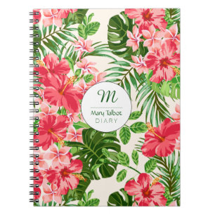 Personalisierter Hibisken Blume Monogram S Noteboo Notizblock