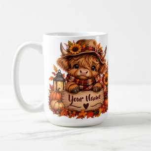 Personalisierter Highland Cow Herbstbecher Kaffeetasse