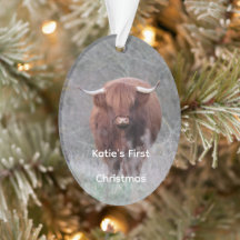Personalisierter Highland-Cow-Weihnachtsschmuck