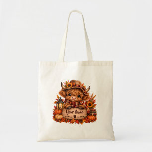 Personalisierter Highland-Kuh-Herbst-Bauernhof Tragetasche