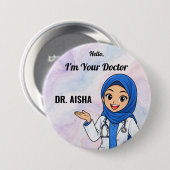 Personalisierter Hijab-Arzt-Name-Button Button (Vorne & Hinten)